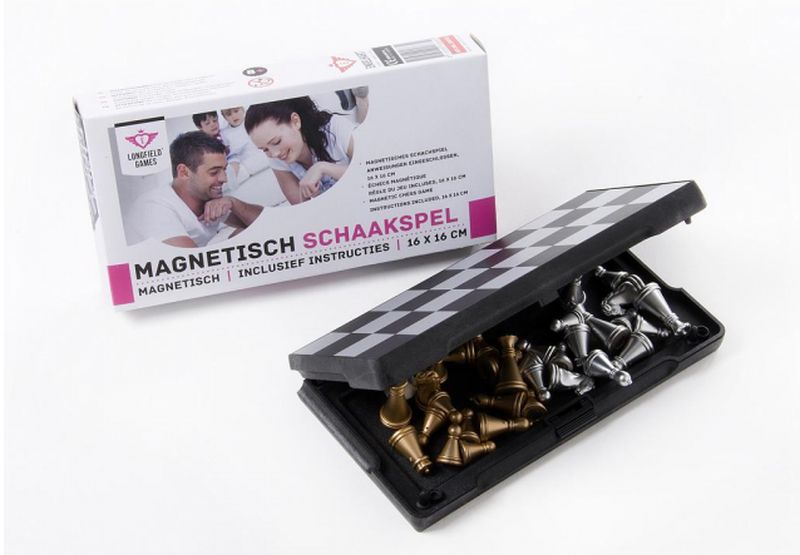 Reisschaakspel, Magnetisch, Plastic, (16cm x 16 cm)