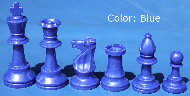 Plastic Chess Pieces No: 6, KH 95 mm, Blue
