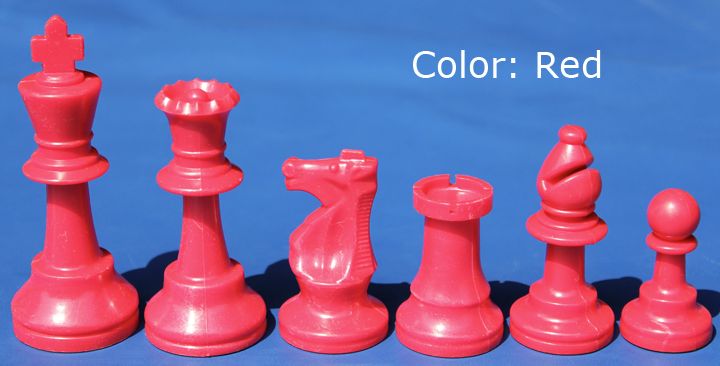 Plastic Chess Pieces No: 6, KH 95 mm, Red