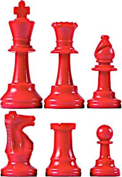 Plastic Chess Pieces No: 6, KH 95 mm, Red