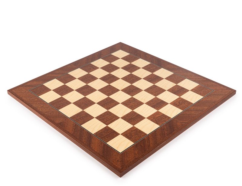 Houten Schaakbord No: 5, Diagonaal Mahonie/Ahorn (velden 50 x 50 mm)