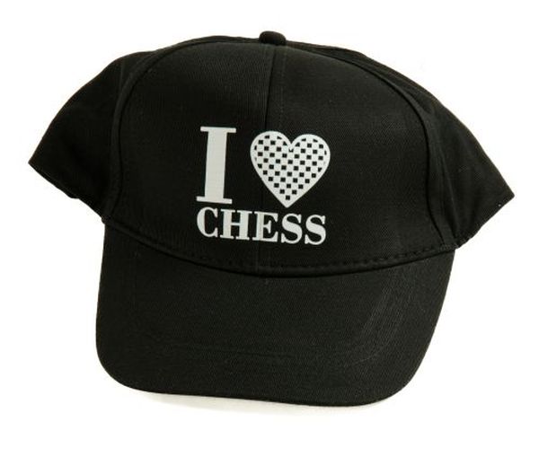 Honkbalpet "I Love Chess", Katoen, Zwart