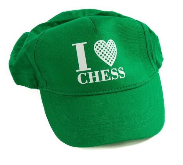 Honkbalpet "I Love Chess", Katoen, Groen