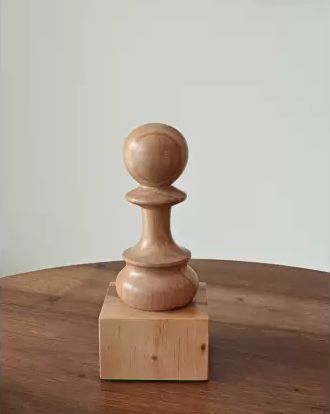 Wooden Trophy White Pawn, 25 cm