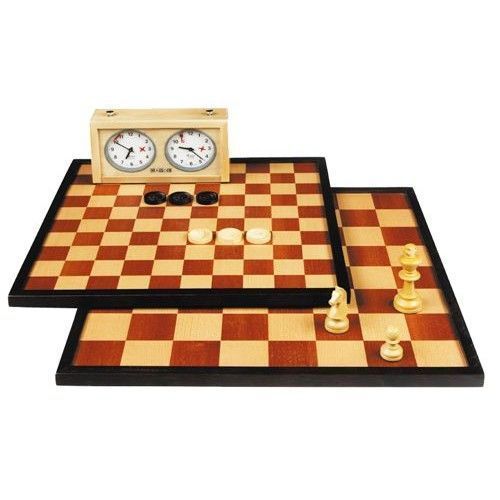 Houten Schaak/Dambord met opstaande rand 47x47cm