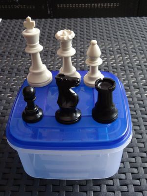 Plastic Chess Pieces No: 6, KH 97 mm, Standard, Felted